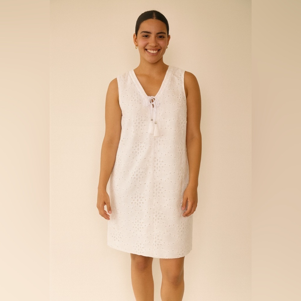 White House Black Market White Eyelet Dress.   Size-14